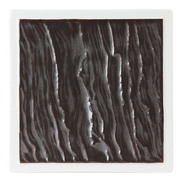 Picture of Tuxton GKP-501 8.5 in. Lava & Porcelain Square Plate&#44; White & Brown