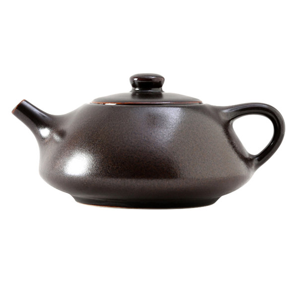 Picture of Tuxton GZL-103 12 oz Royal Tea Pot with Lid - Lava, Black