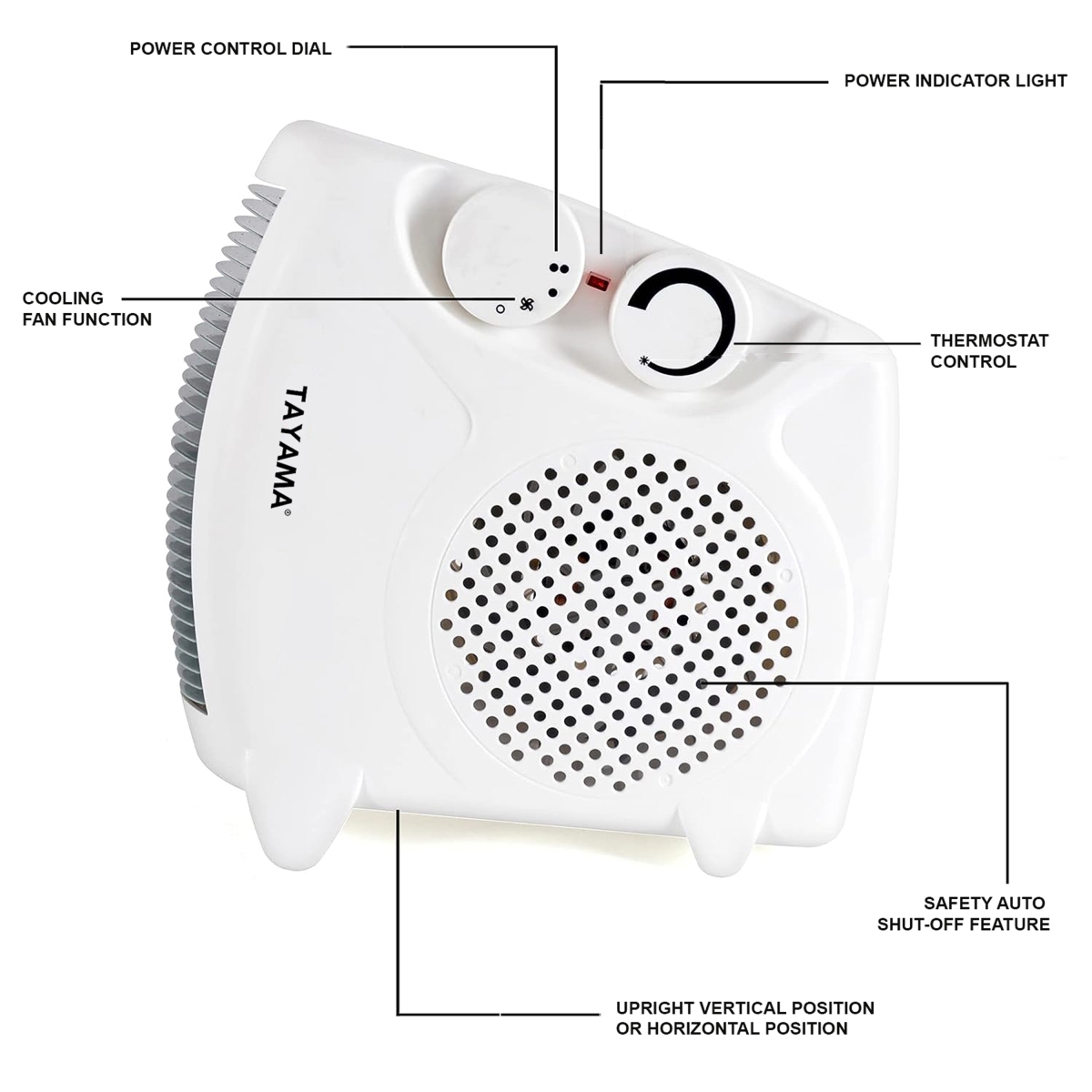 Picture of Tayama TFH-2000A 10 x 4.75 x 9.5 in. Portable Cool Function Dual Fan Heater with 2 Heat Setting&#44; White
