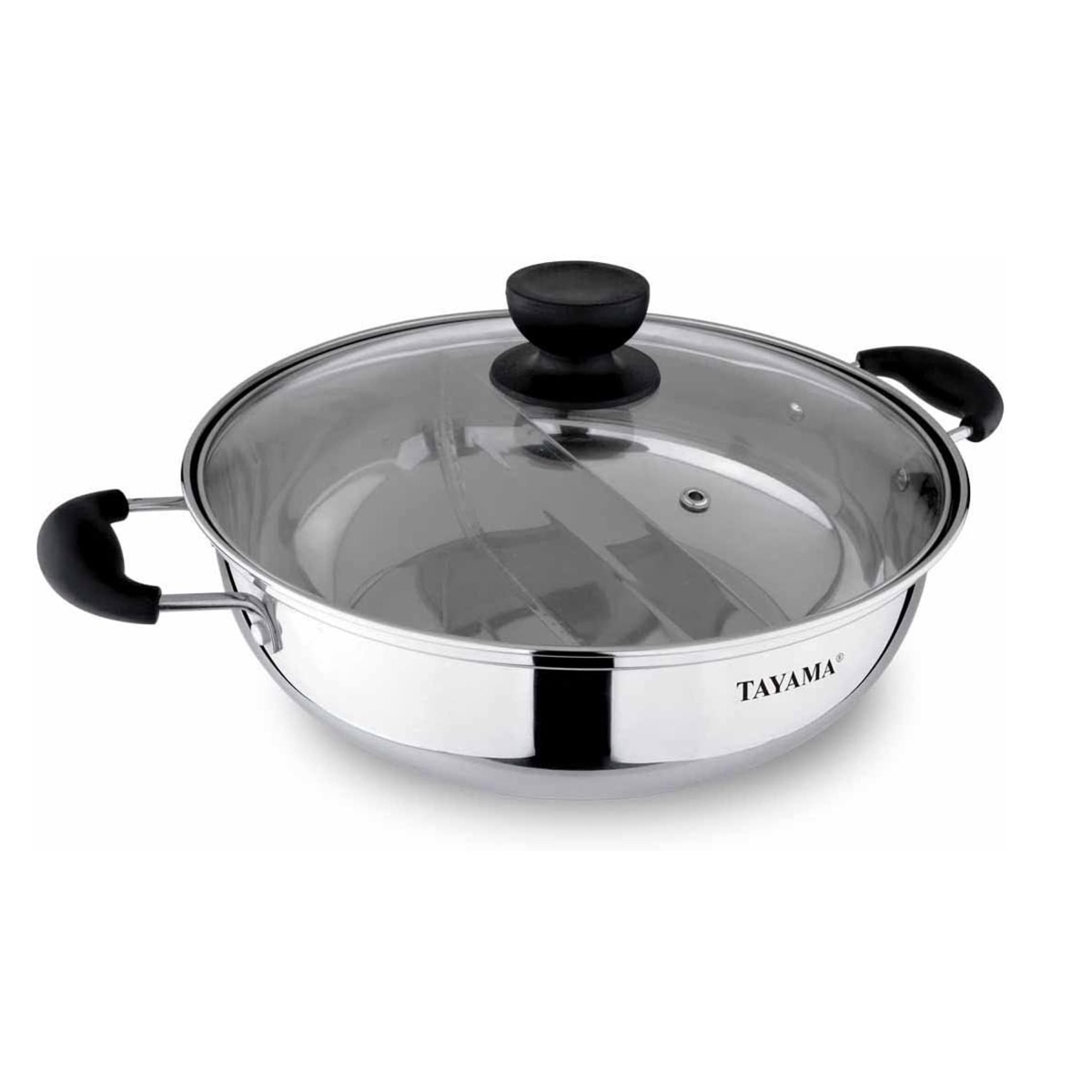 Picture of Tayama TG-28CS 28 cm Stainless Steel Dual Shabu Hot Pot with Divider