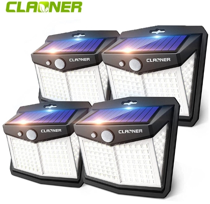 Picture of CLAONER IP65 4Pack CLAONER Solar Power  LED Lights PIR Motion Sensor Outdoor Security Lamp