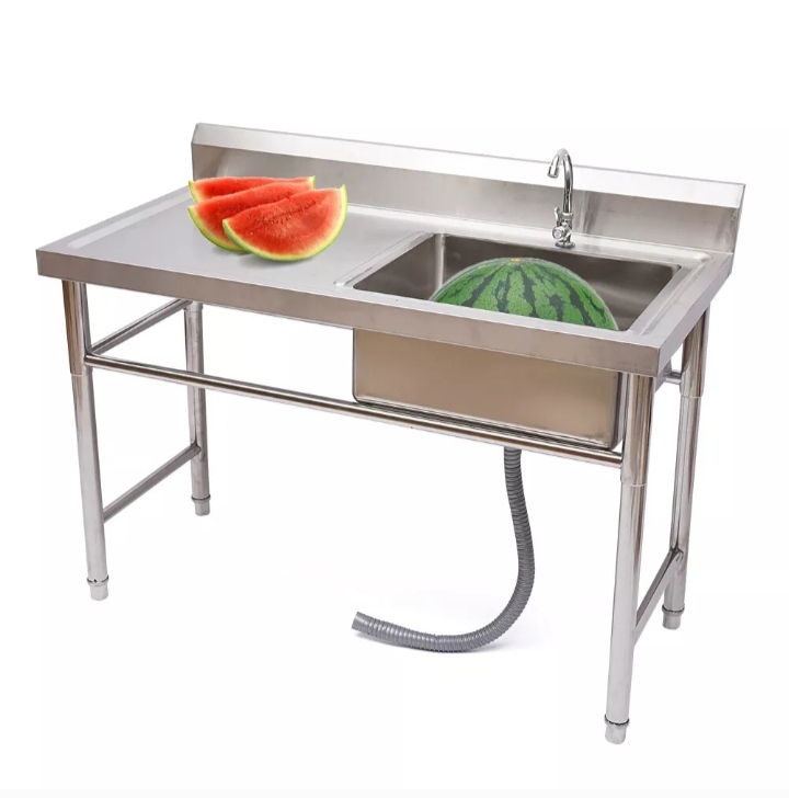 Picture of Royal 77373318 Commercial Kitchen Sink Prep Table w/ Faucet Stainless Steel Single Compartment