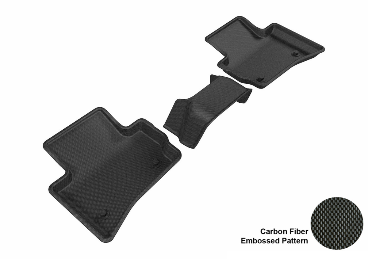 Kagu Second Row Floor Mat for 2017-2018 Jaguar F-Pace - Black - 3 Piece