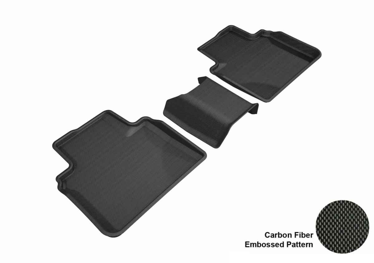 Kagu Second Row Floor Mat for 2018 Honda Accord - Black - 3 Piece