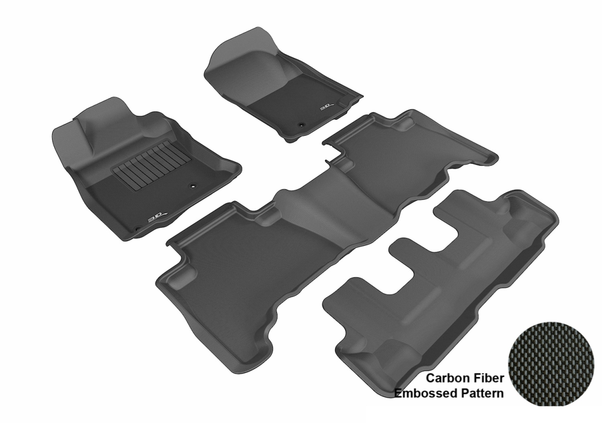 L1TY04401509 Kagu 1st, 2nd & 3rd Row Floor Mat with Hook for 2010-2012 Toyota 4Runner - Black