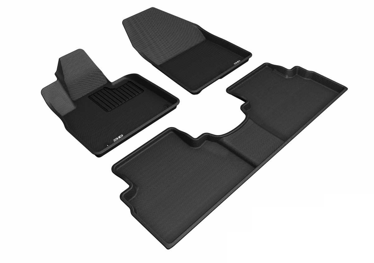 L1HY09301509 Kagu First & Second Row Floor Mats for 2019 Hyundai Santa FE - Black