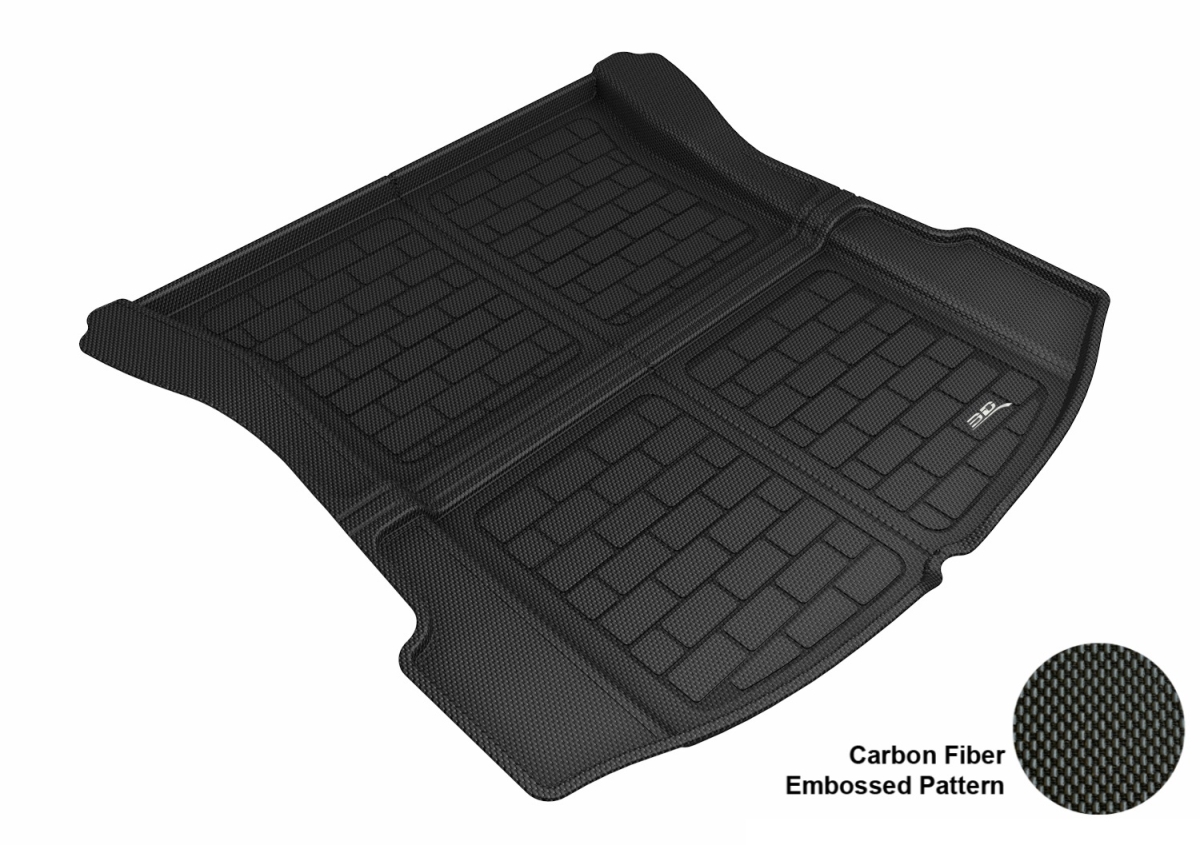 Cross Fold Rear Cargo Liner Floor Mats for 2018-2019 Tesla Model 3 - Black