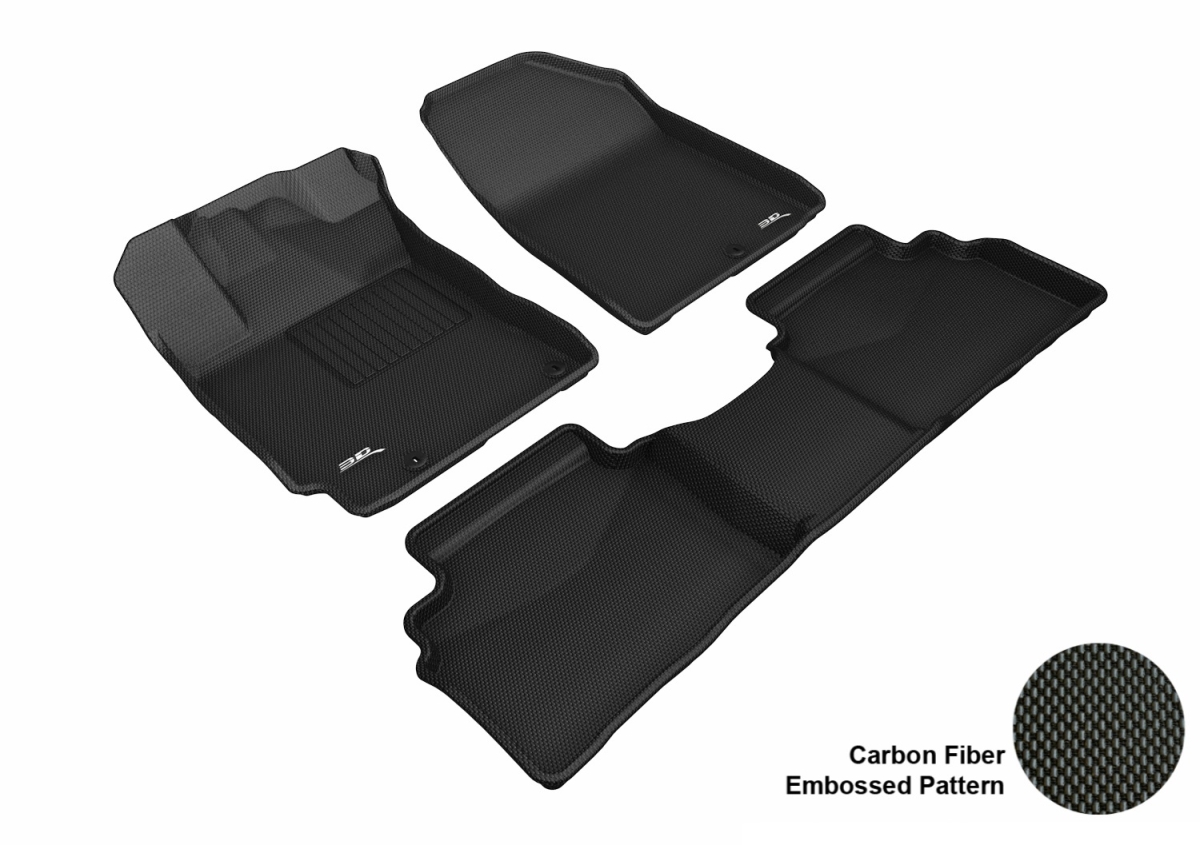 Kagu 1st & 2nd Row Black Floor Liner Set for 2019 Kia Forte