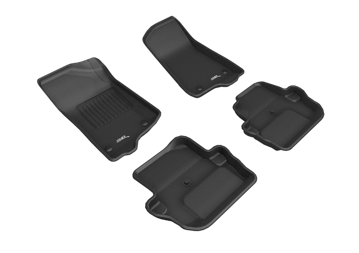 1st & 2nd Row Kagu Floor Liners for 2018-2021 Jeep Wrangler Sport JL, Black