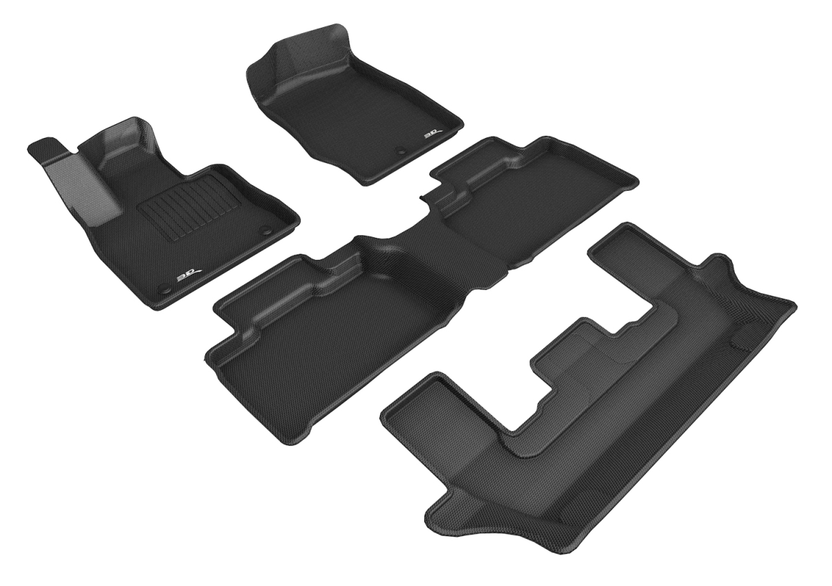 Picture of 3D MAXpider L1FR13001509 R1&#44; R2 & R3 Kagu Black Floor Mats for 2020-2021 Ford Explorer with Bench 2nd Row
