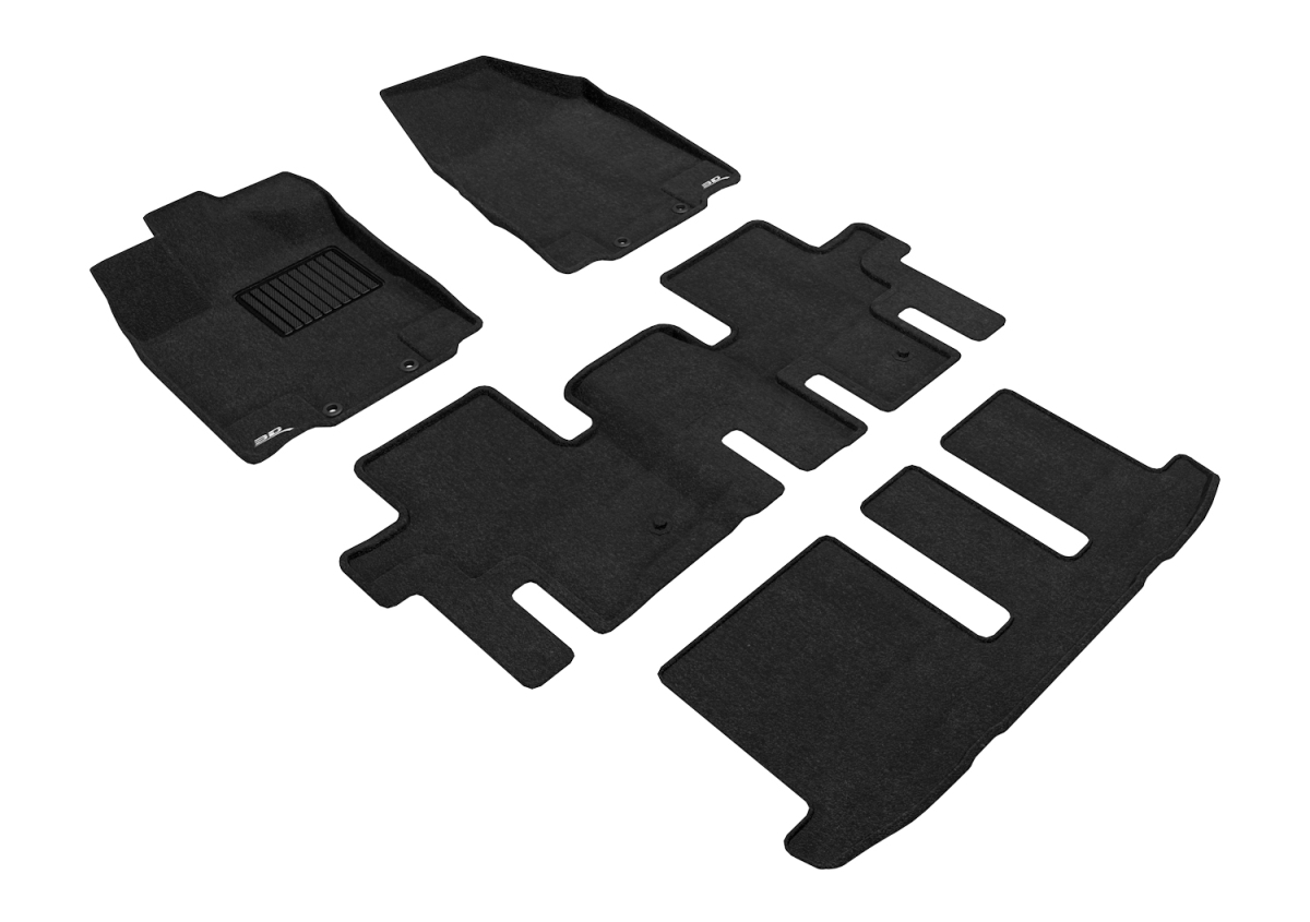 L1IN02904709 Elegant 1st, 2nd & 3rd Row Black Floor Liner Set for 2013-2020 Infiniti QX60 & JX, Black