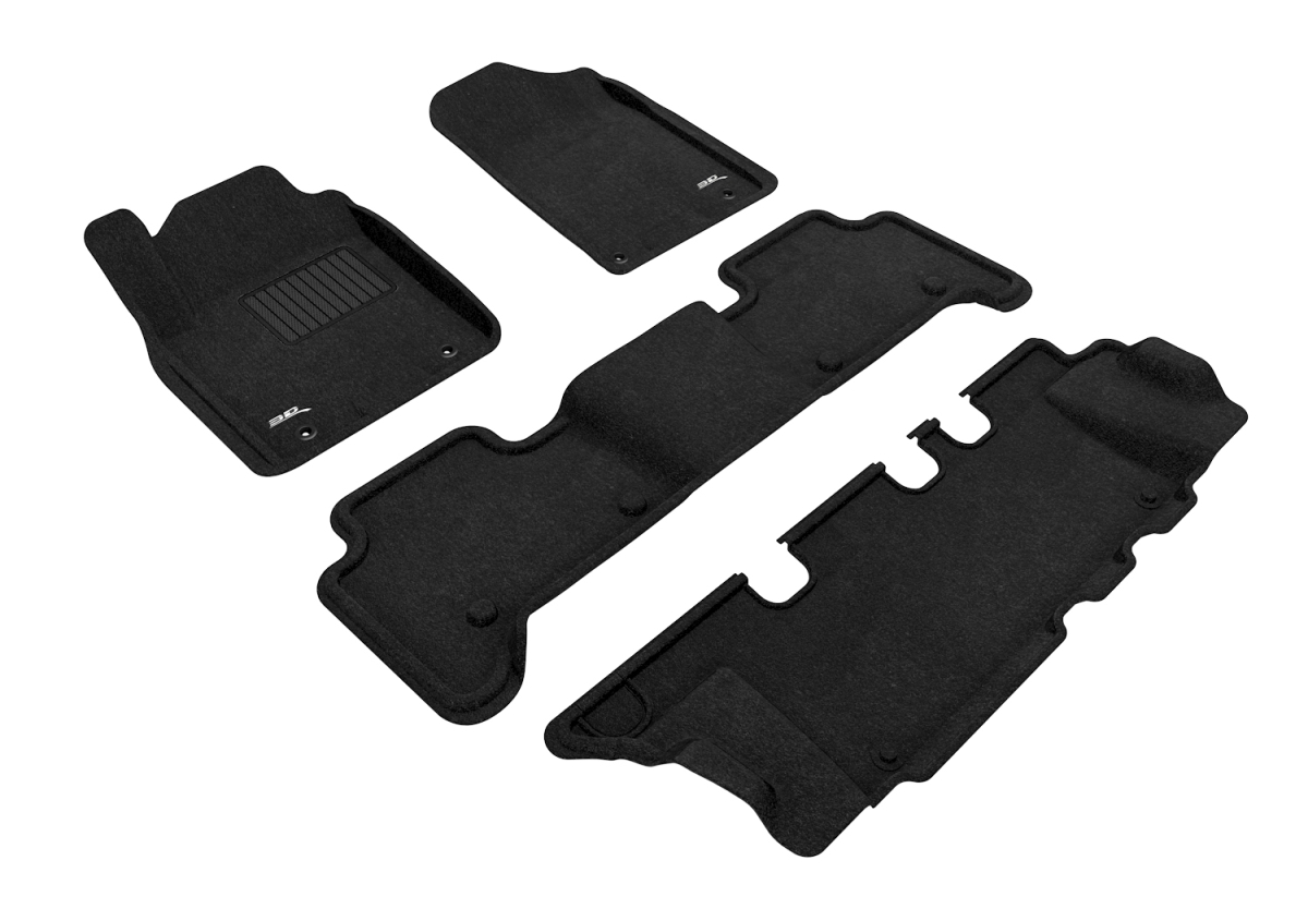 L1IN02604709 Elegant 1st, 2nd & 3rd Row Black Floor Liner Set for 2011-2021 Infiniti Qx80 & Qx56, Black