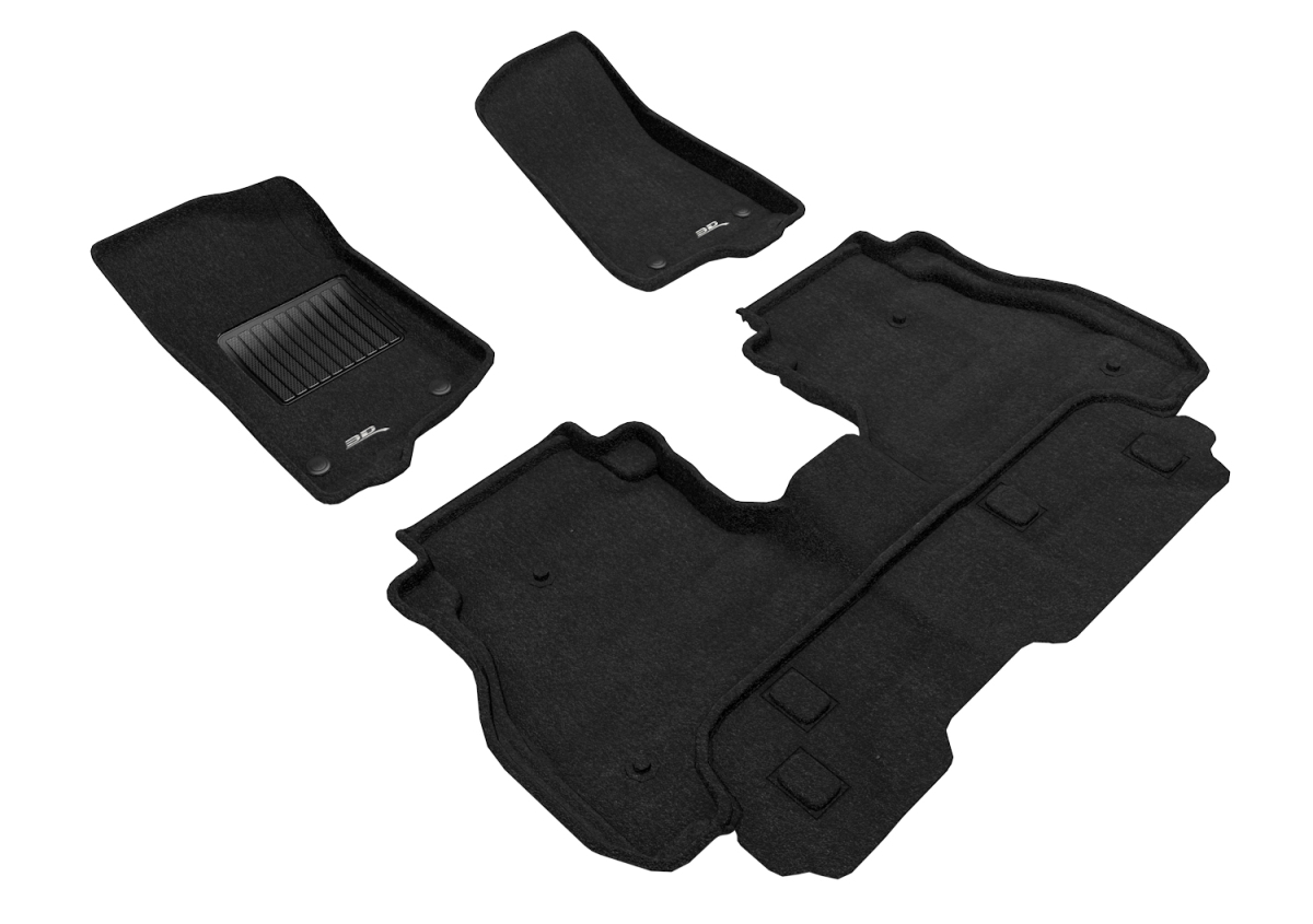 L1JP02204709 Elegant 1st & 2nd Row Black Floor Liner Set for 2020-2021 Jeep Gladiator JT, Black -  3D MAXpider