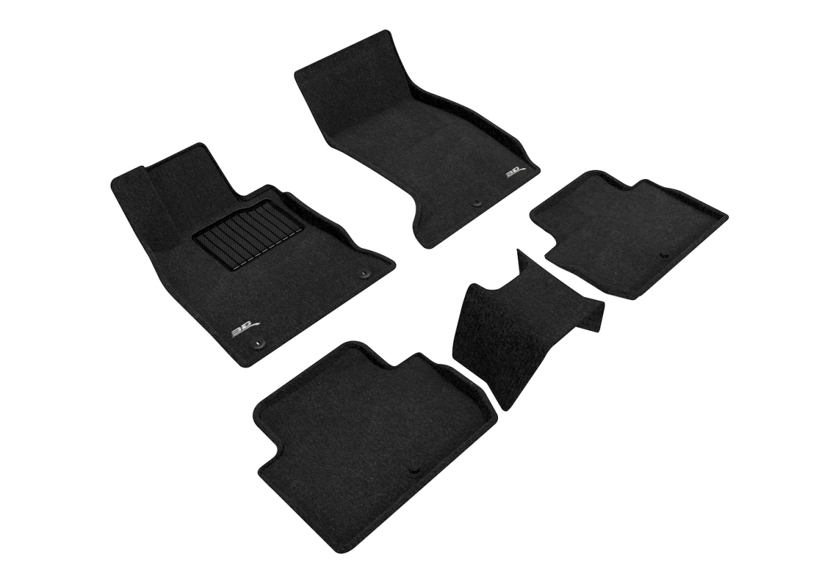 L1KA04504709 Elegant 1st & 2nd Row Black Floor Liner Set for 2018-2021 KIA Stinger AWD, Black