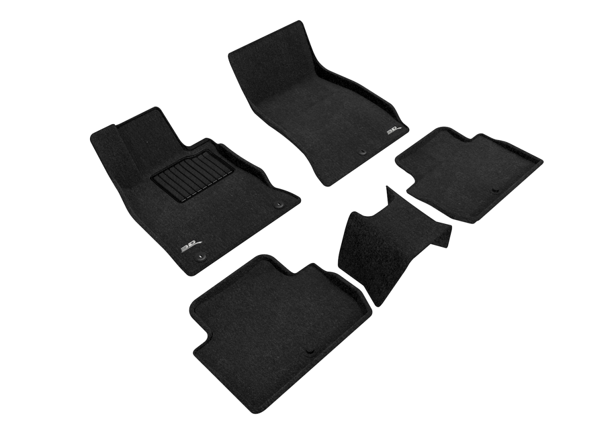 L1KA04604709 Elegant 1st & 2nd Row Black Floor Liner Set for 2018-2021 KIA Stinger RWD, Black
