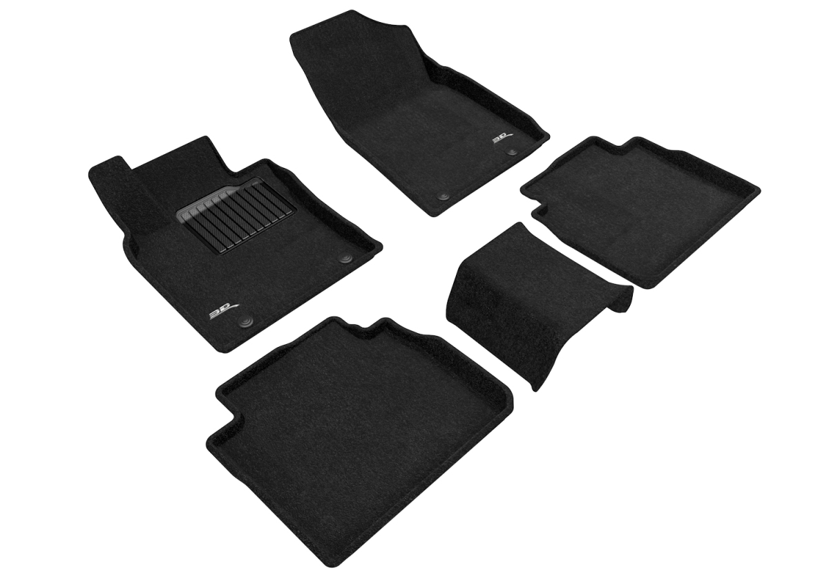 Elegant 1st & 2nd Row Black Floor Liner Set for 2019-2021 Lexus ES, Black