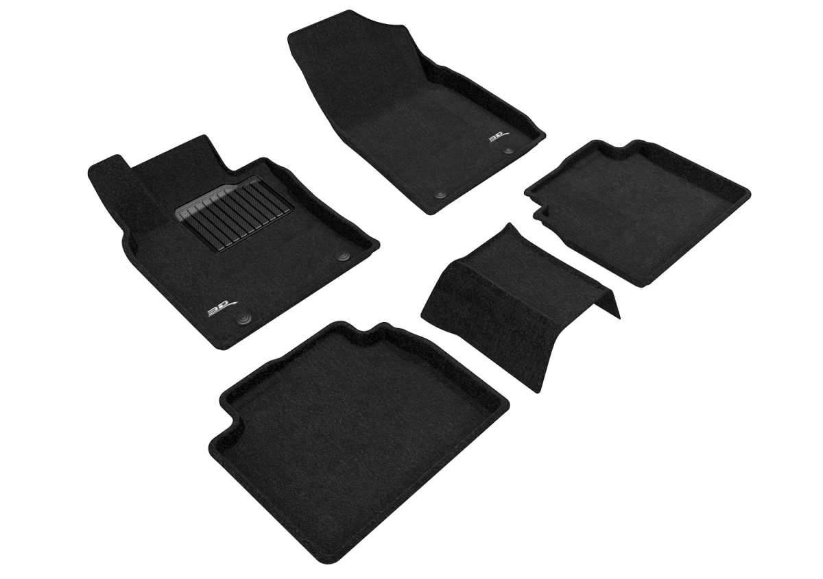 Elegant 1st & 2nd Row Black Floor Liner Set for 2019-2021 Lexus ES, Black