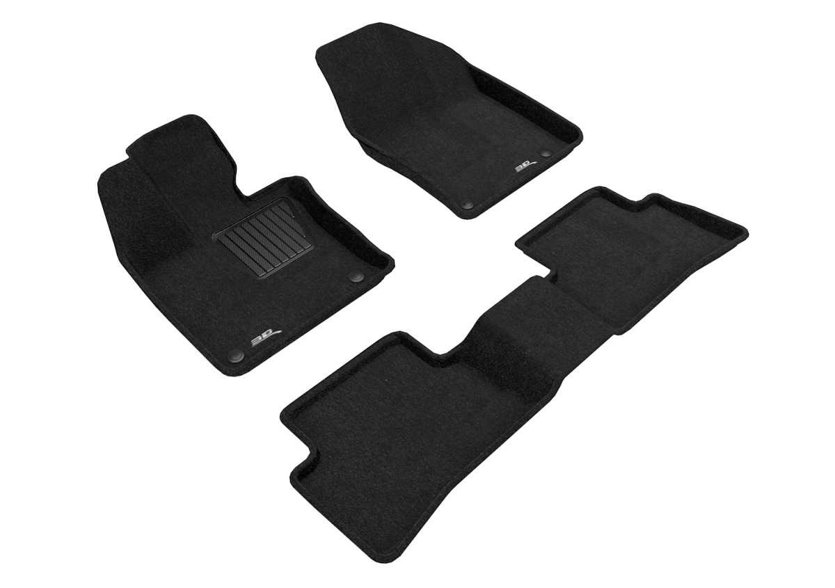 Elegant 1st & 2nd Row Black Floor Liner Set for 2019-2021 Lexus UX, Black