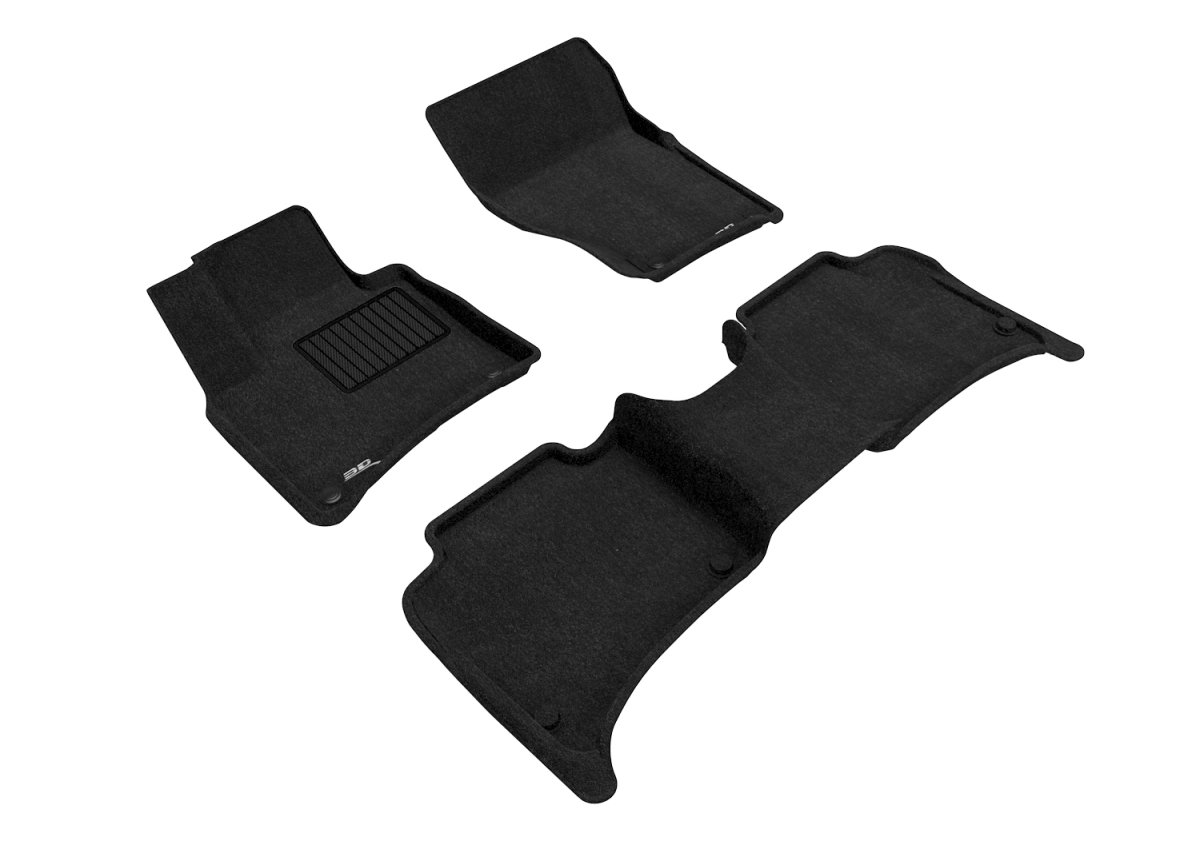 L1PO01004709 Elegant 1st & 2nd Row Black Floor Liner Set for 2011-2018 Porsche Cayenne, Black