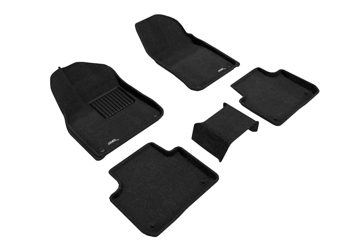 Elegant 1st & 2nd Row Black Floor Liner Set for 2019-2021 Porsche Cayenne & Cayenne GTS, Black
