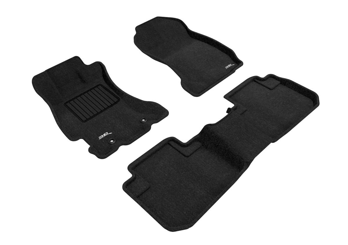 Elegant 1st & 2nd Row Black Floor Liner Set for 2014-2018 Subaru Forester, Black