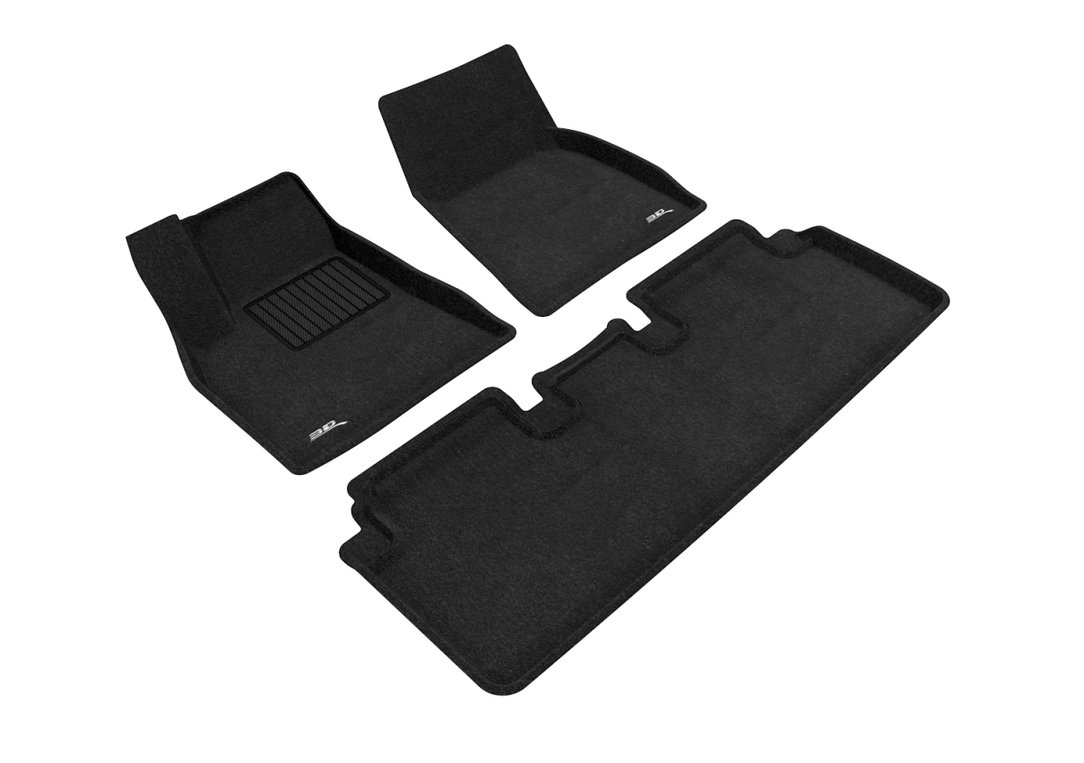 Elegant 1st & 2nd Row Black Floor Liner Set for 2012-2014 Tesla Model S, Black