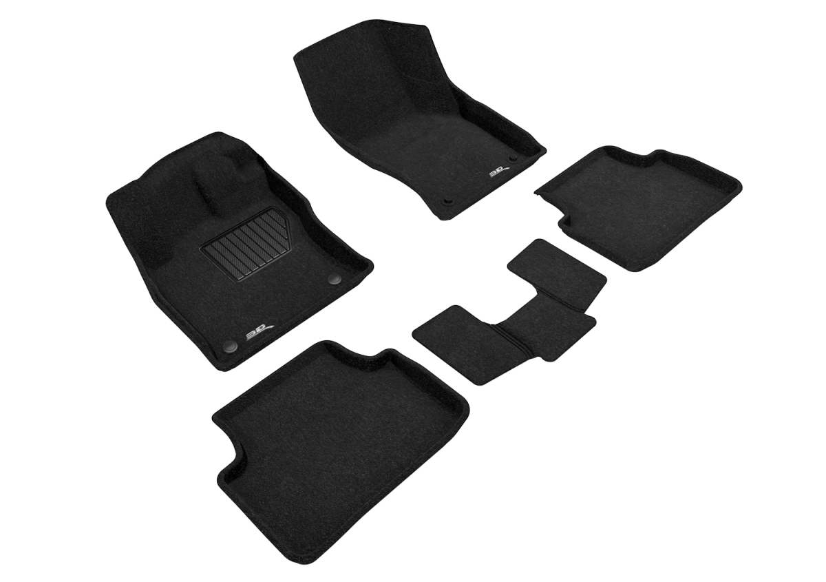 L1VW10104709 Elegant 1st & 2nd Row Black Floor Liner Set for 2019-2021 Volkswagen Jetta, Black - 3 Piece