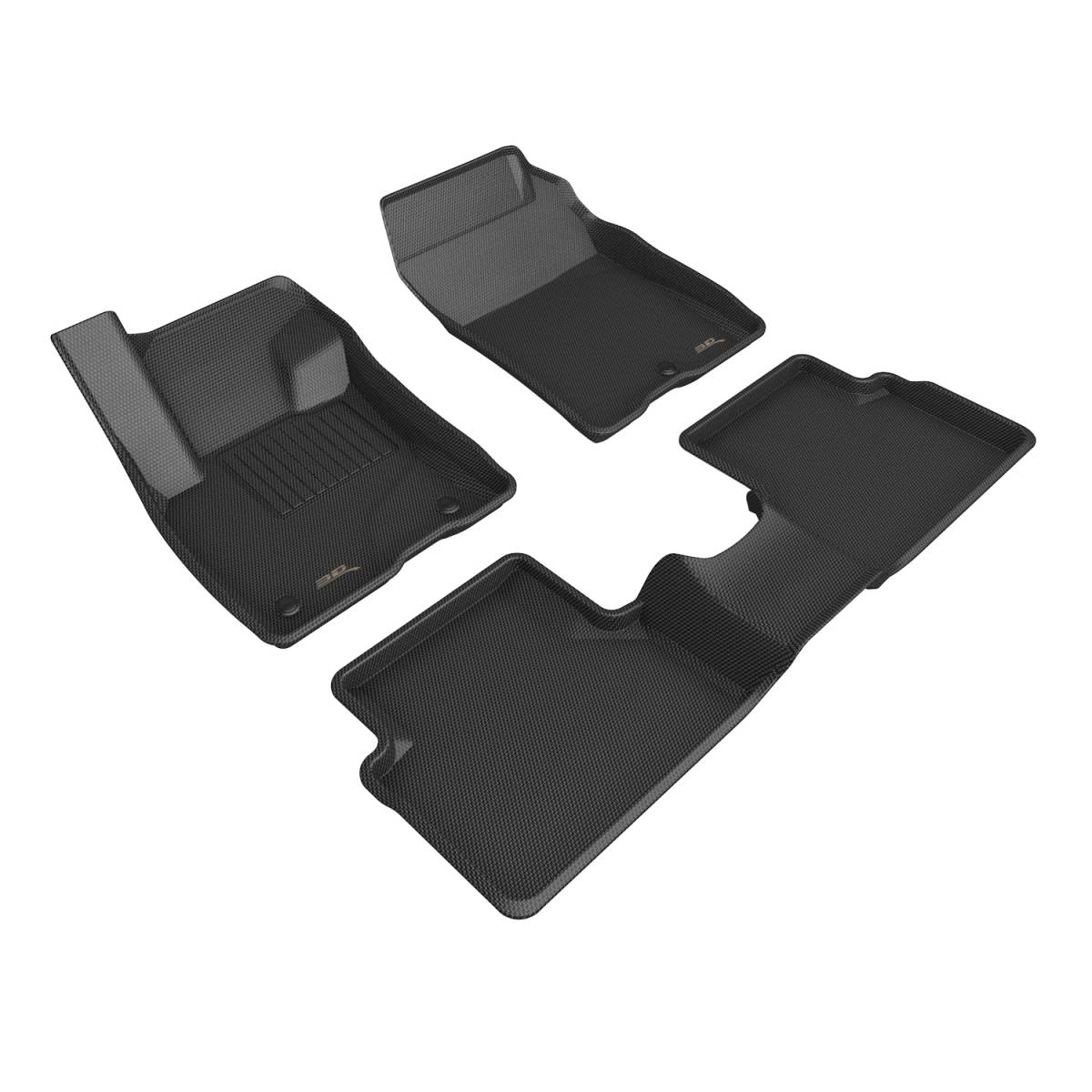 L1FR14501509 Gasoline 1st Row 2nd Row Kagu Carbon Fiber Embossed Pattern Floor Mat for 2022 Ford Maverick, Black