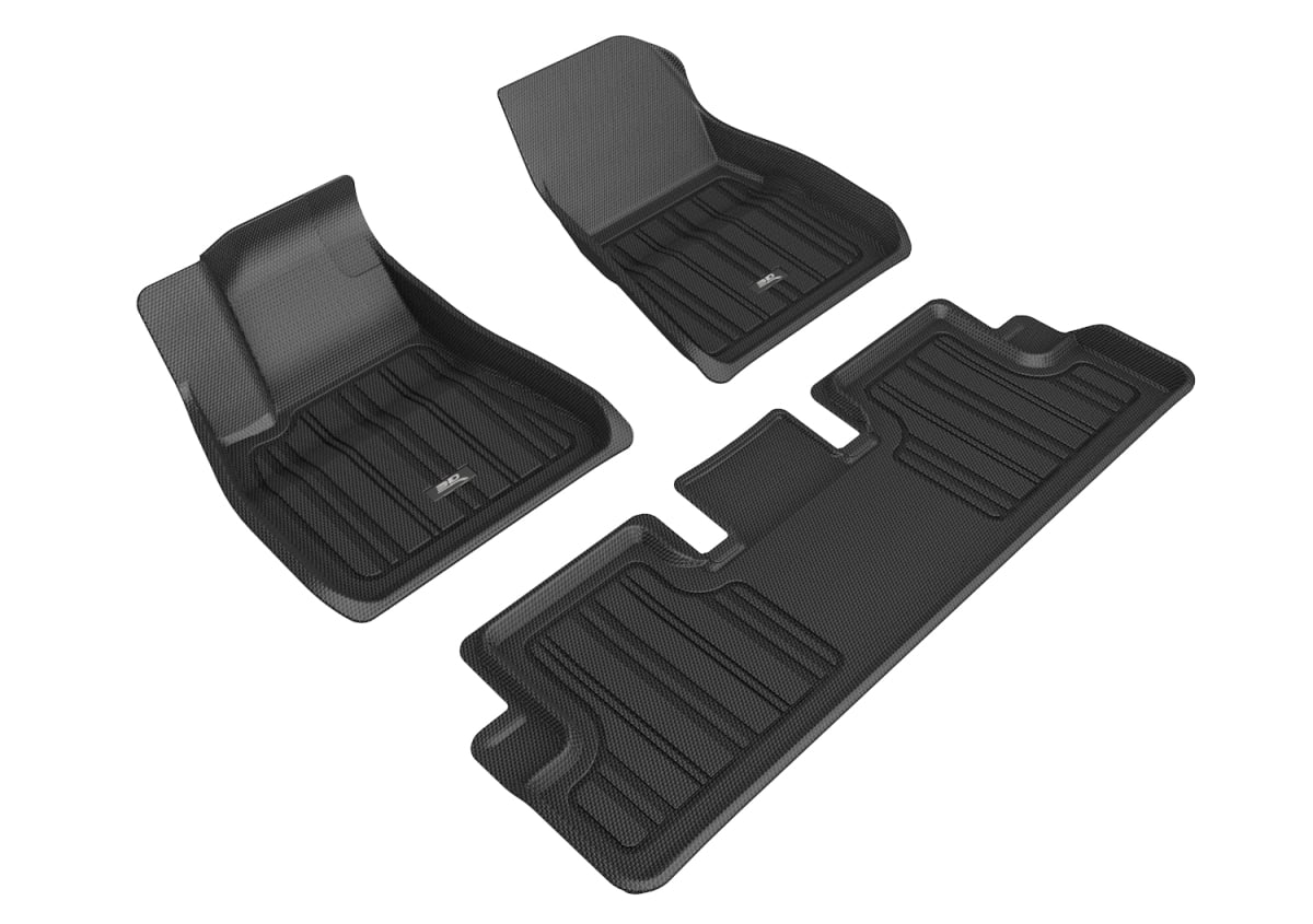 Elitect 1st & 2nd Row Floor Liner for 2020-2022 Tesla Model 3, Black
