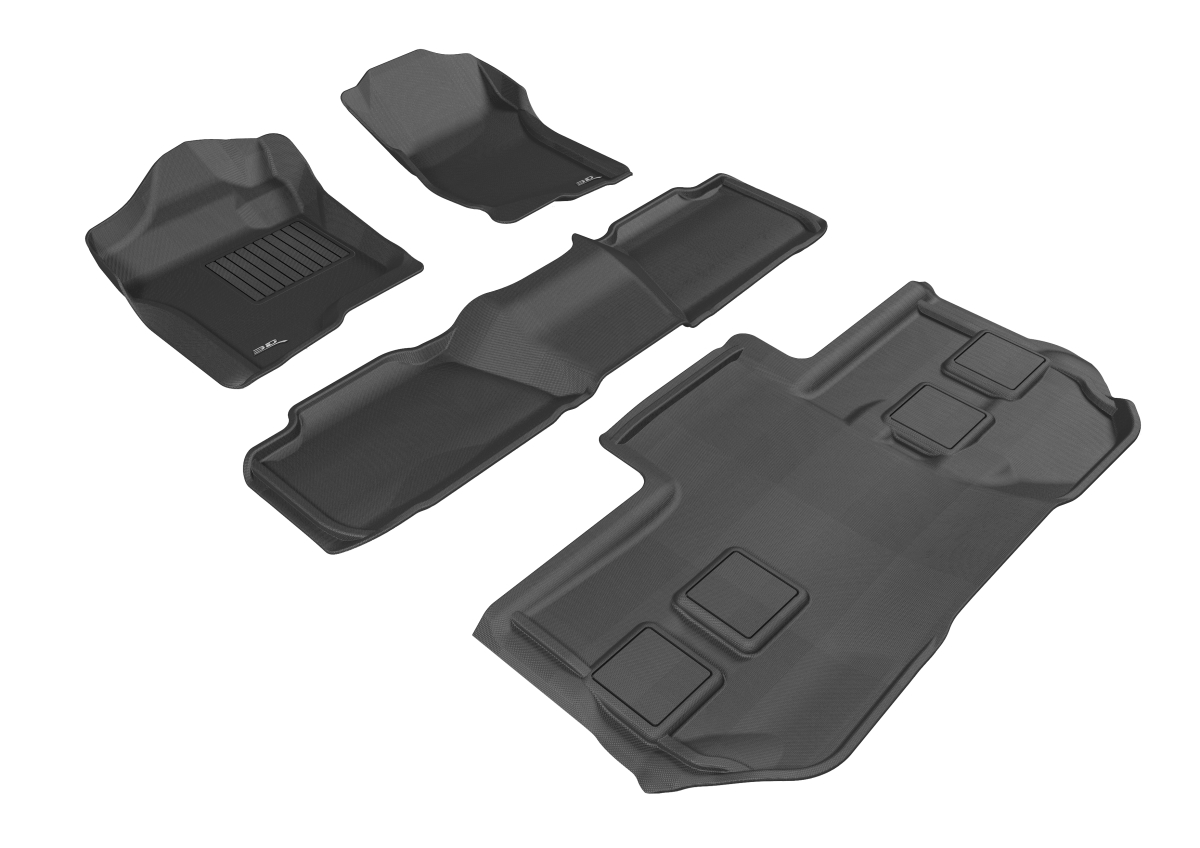 3D Maxpider 1st, 2nd & 3rd Row Car Floor Liner Set for 2011-2014 GMC Yukon, Black