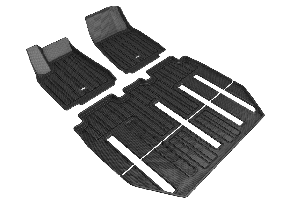 R1, R2 & R3 Elitect Black Floor Liners for 2017-2021 Tesla Model X Folding 7-Seat