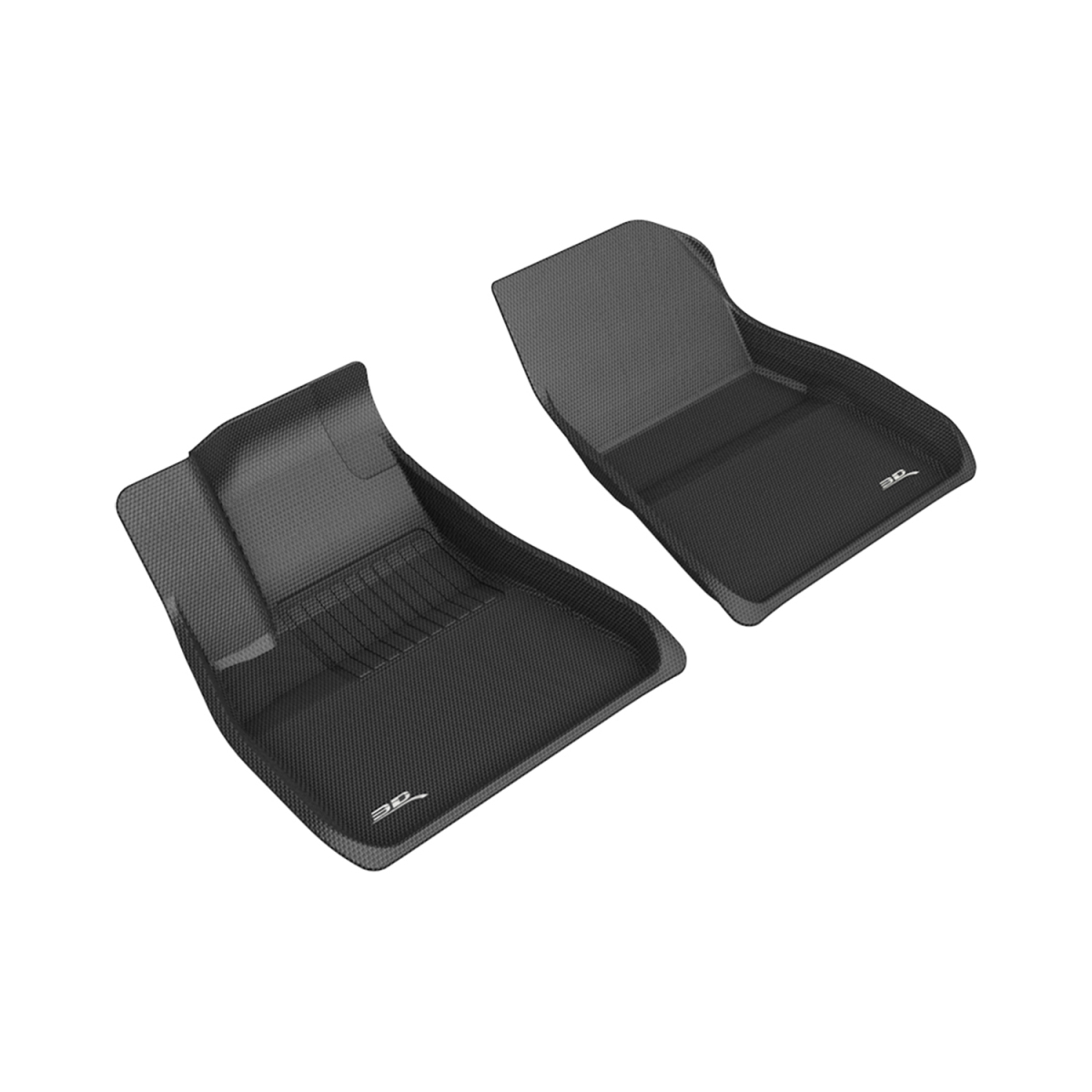 Kagu Carbon Fiber Embossed Pattern 1st Row Floor Mat for 2018-2022 Tesla Model 3, Black