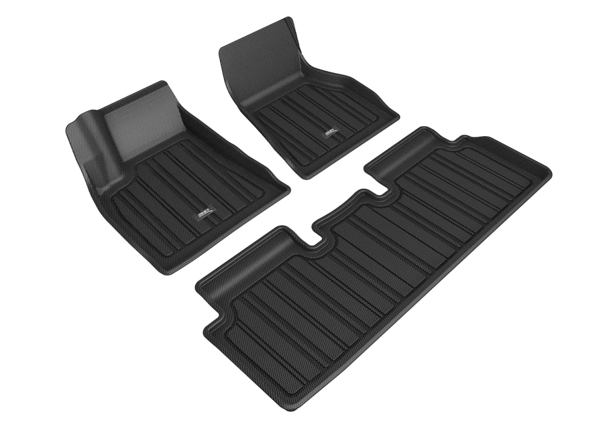 E1TL02001809 Elitect 1st & 2nd Row Floor Liner Set for 2020-2021 Tesla Model S, Black
