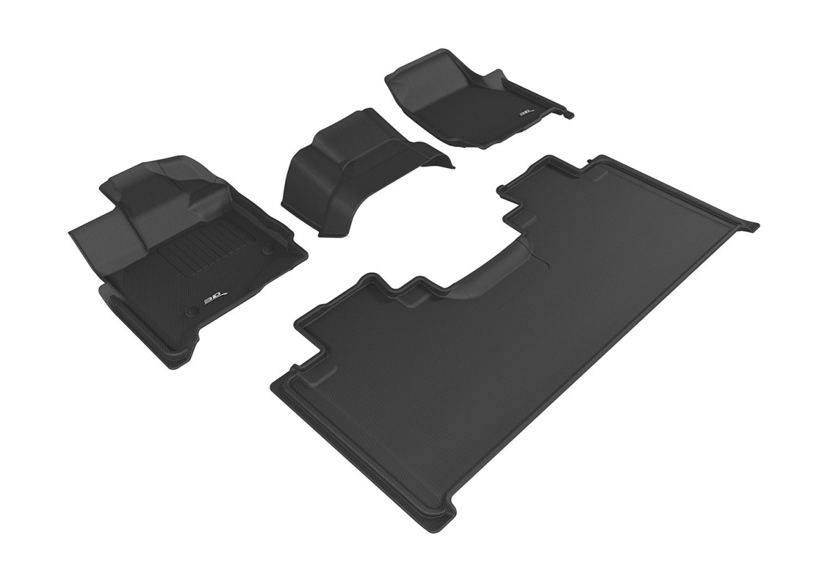 Carbon Fiber Embossed Pattern Supercab Kagu Black 1st Row 2nd Row for 2015-2016 Ford F-150 - Black
