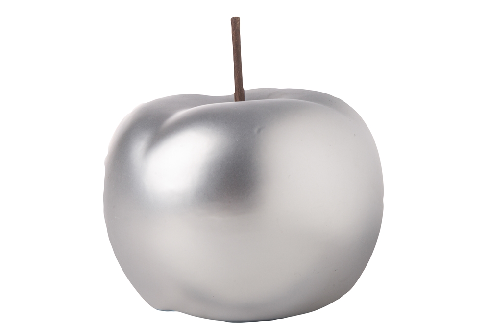 Picture of Urban Trends Collection 15247 Ceramic Apple Figurine with Stem, Matte Silver