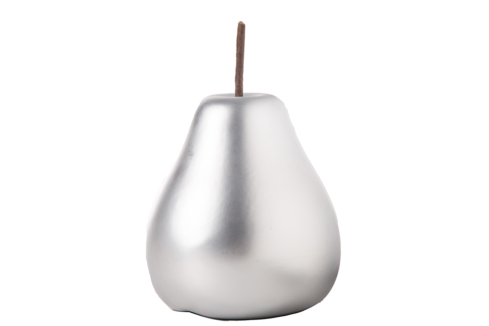 Picture of Urban Trends Collection 15255 Ceramic Pear Figurine with Stem, Matte Silver