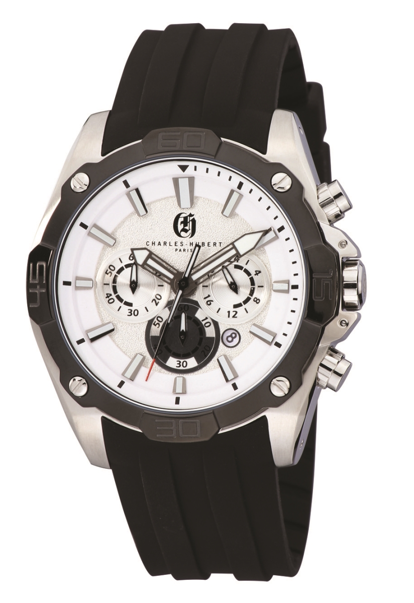 3985-W Mens Stainless Steel Chronograph Quartz Dial Watch, Silver -  Charles-Hubert Paris