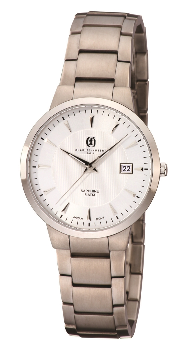 Picture of Charles-Hubert Paris 3987-W Mens Titanium Dial Ultra Slim Watch, Silver