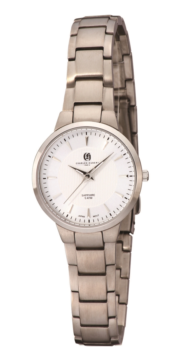 Picture of Charles-Hubert Paris 6987-W Womens Titanium Dial Ultra Slim Watch, Silver
