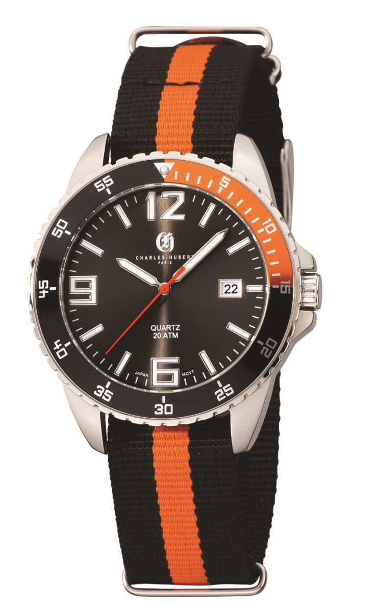 Picture of Charles-Hubert Paris 3989-C Unisex Stainless Steel Quartz Dial Watch, Black