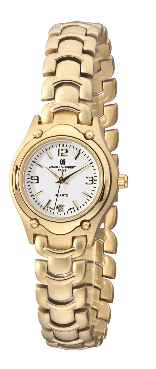 Picture of Charles-Hubert Paris 6630-G Womens Gold-Finish Quartz Dial Watch, White