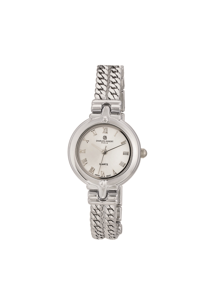 Picture of Charles-Hubert Paris 6916-W Womens Chrome Finish Chain Bracelet Quartz Dial Watch, Silver