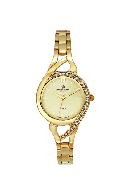 Picture of Charles-Hubert Paris 6917-G Womens Gold Finish Quartz Dial Watch, Gold