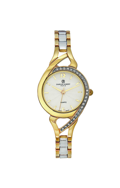 Picture of Charles-Hubert Paris 6917-T Womens Two-Tone Quartz Dial Watch, Off-White