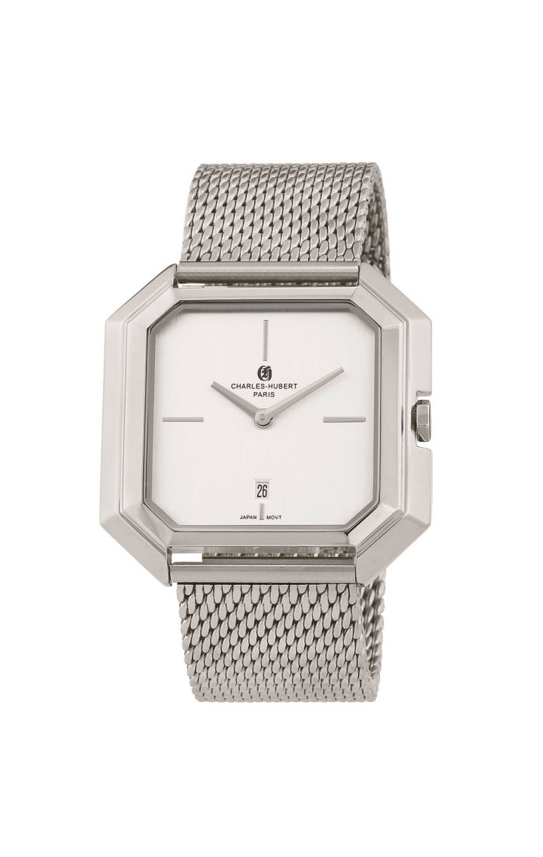 4006-W Mens Stainless Mesh Quartz Dial Watch, Silver -  Charles-Hubert Paris