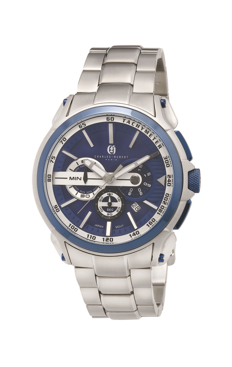 Mens Stainless Steel Chronograph Dial Watch, Blue -  CET Domain, GO3301817