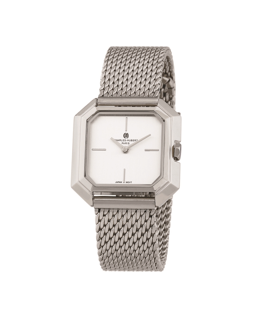 Womens Stainless Mesh Quartz Dial Watch, Silver