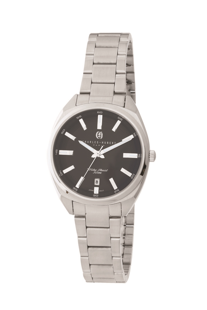 34 mm Womens Stainless Steel Quartz 5 ATM Watch, Black