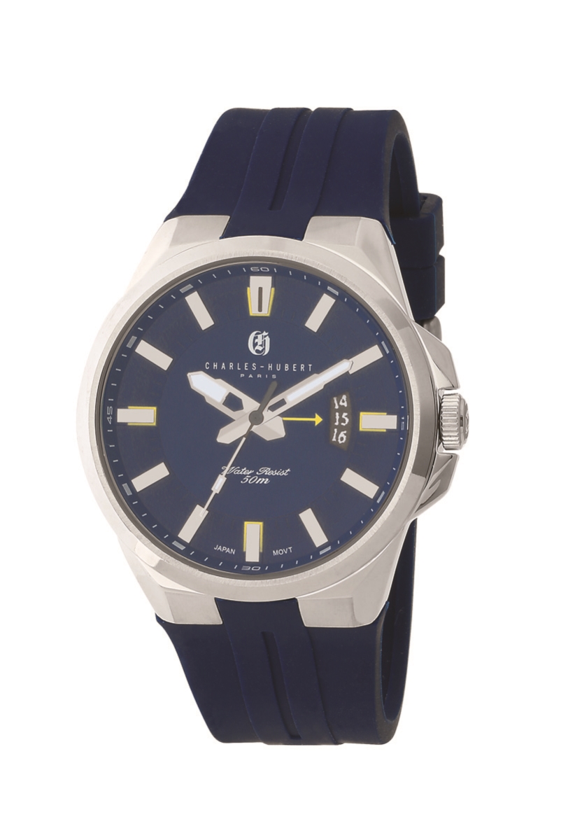 44 mm Stainless Steel Quartz Watch, Blue