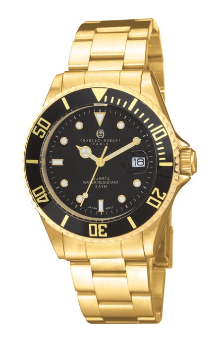 7027 34 mm Womens Stainless Steel Quartz Watch, Black